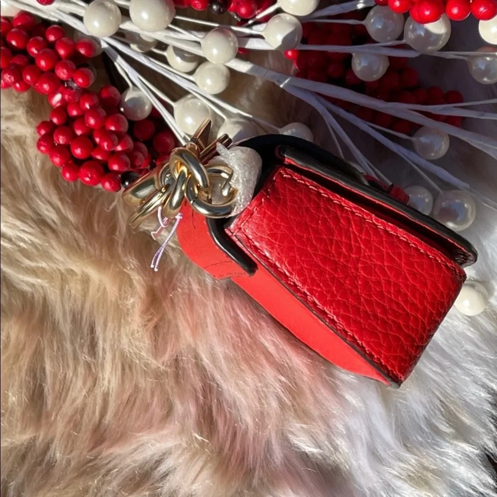 Coach Leather Mini Buckle Saddle Bag Poppy Bag Charm - Picture 7 of 10